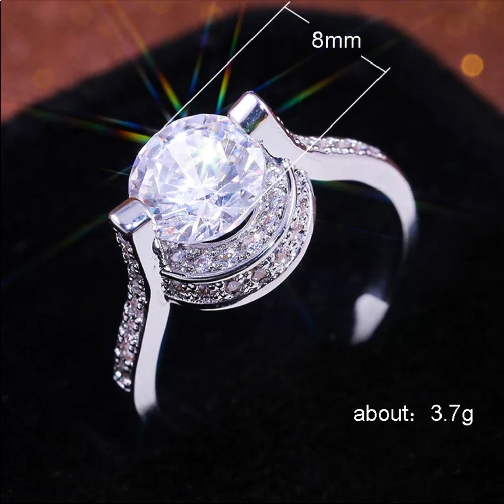 New Round Cut 925 Sterling Silver Diamond Ring - Picture 6 of 6